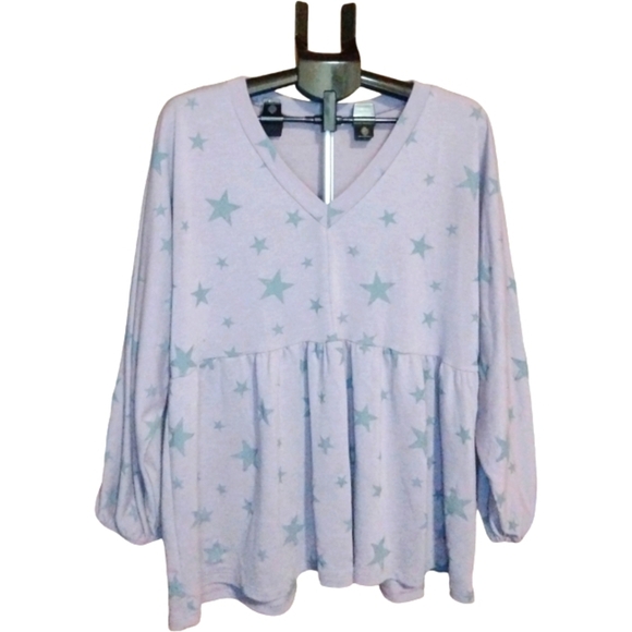 Entro Lavender Stars Babydoll Top - Oversized - Picture 1 of 12
